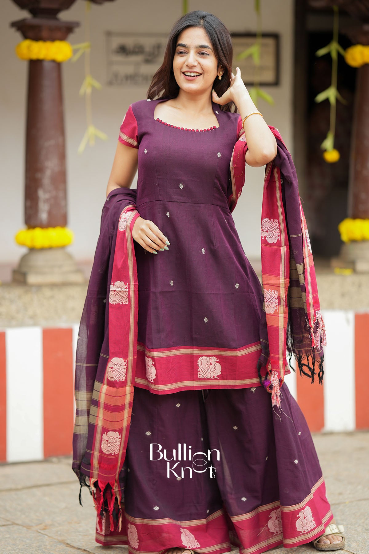 Ankita Handloom Maroon Suit Set
