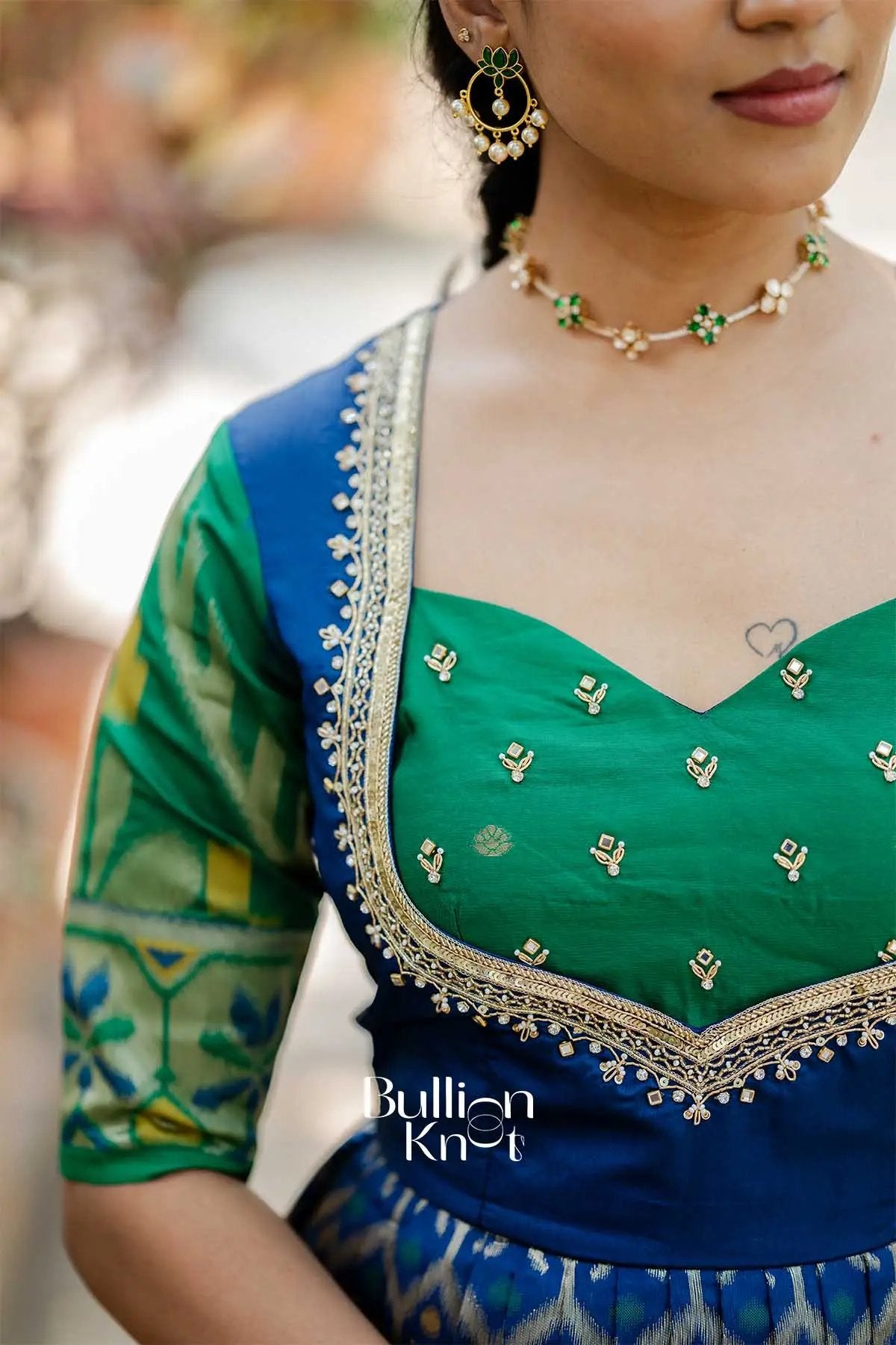 Morbagh | Navy Ikat Silk Anarkali Suit Set for Festive