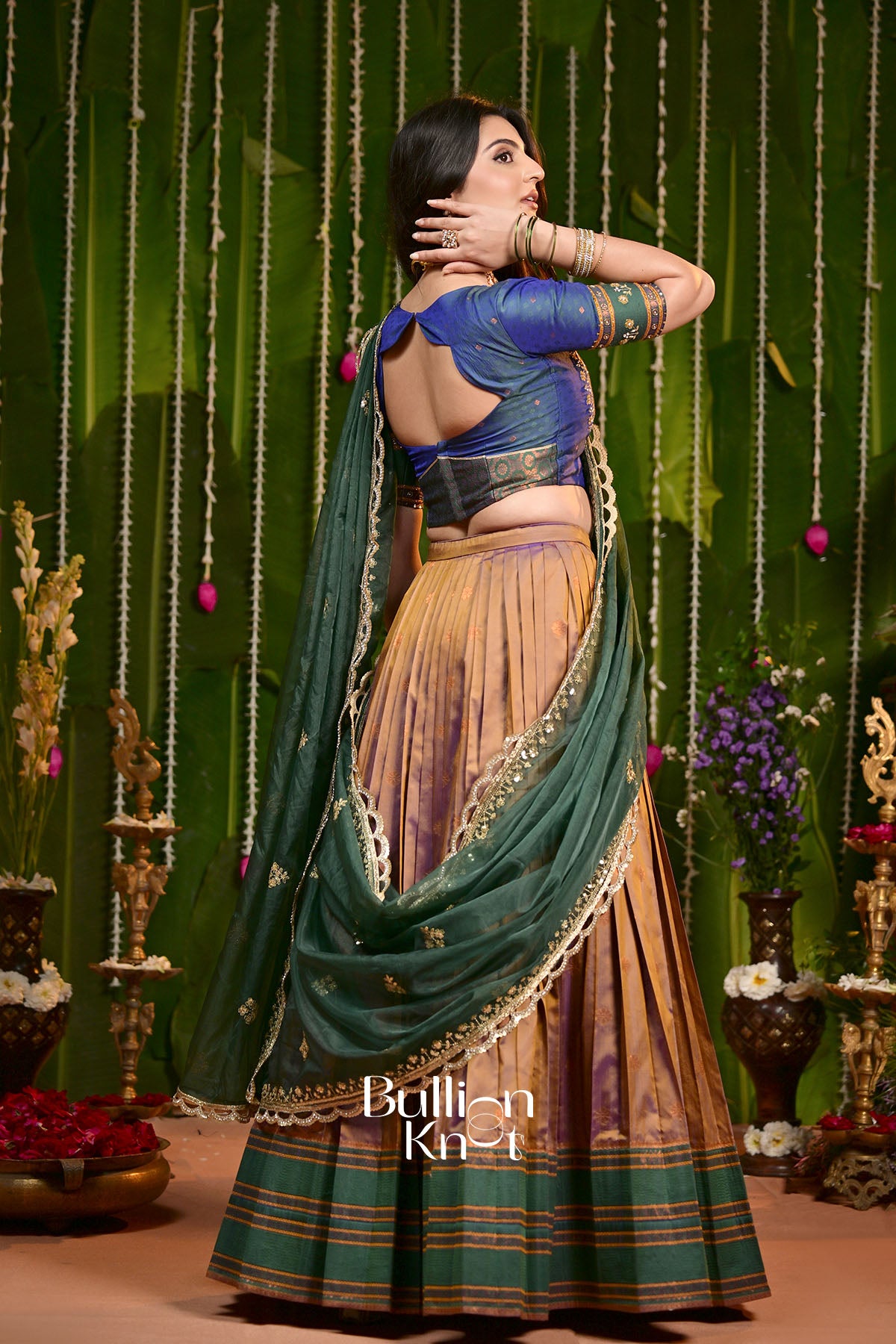 Narayan Paithani Ochre Soft SIlk Lehenga Set