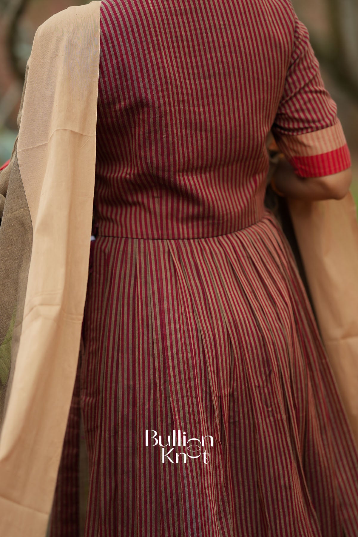 Parampara Maroon Strips Handloom Kurta Set