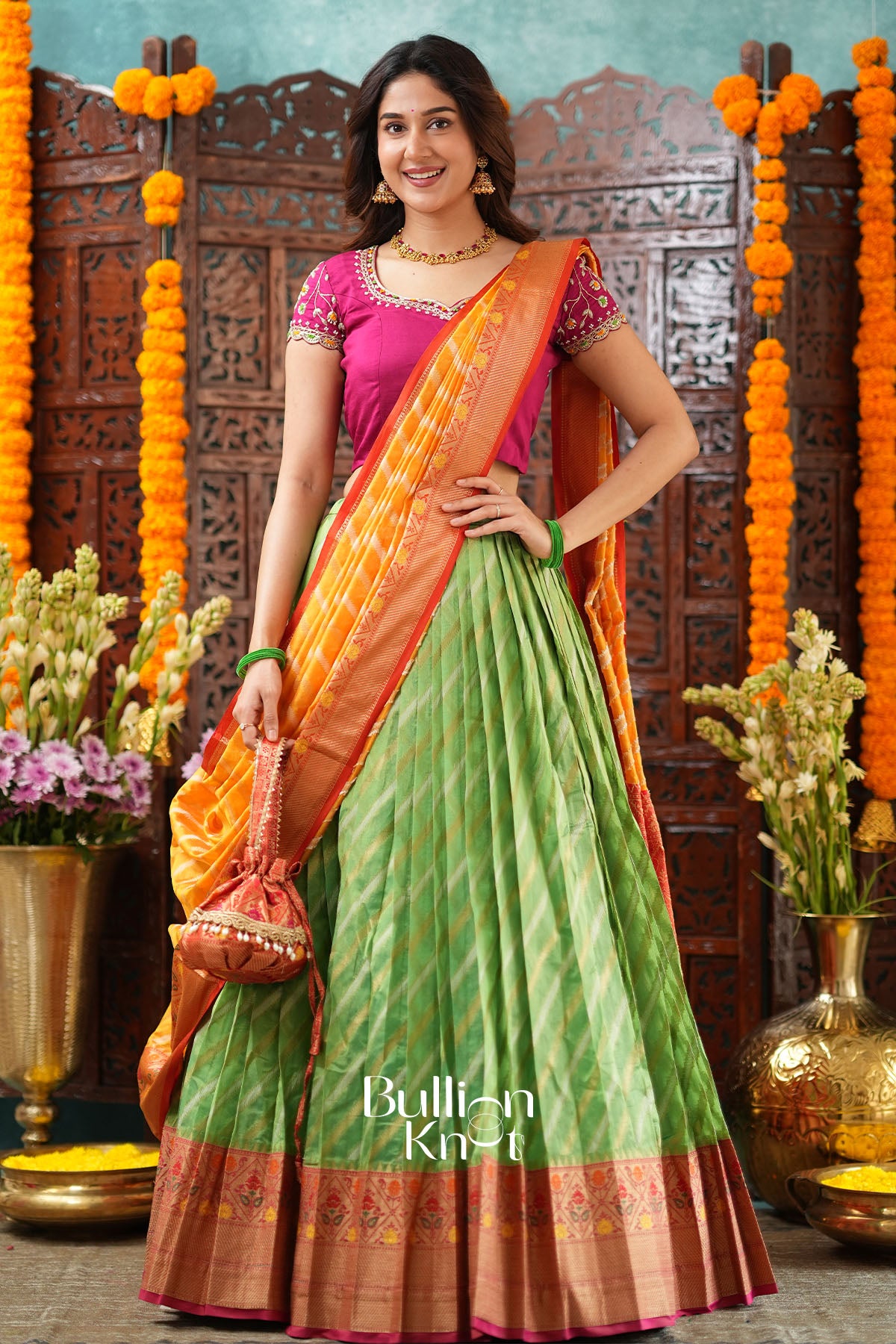 Girija 2-In-1 Lehenga Set in green