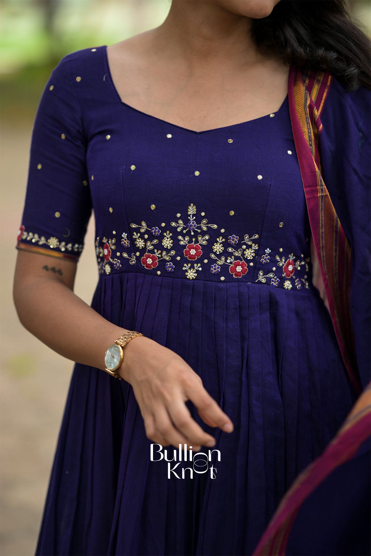 Athmika Handloom Purple Anarkali (Dress) Suit Set