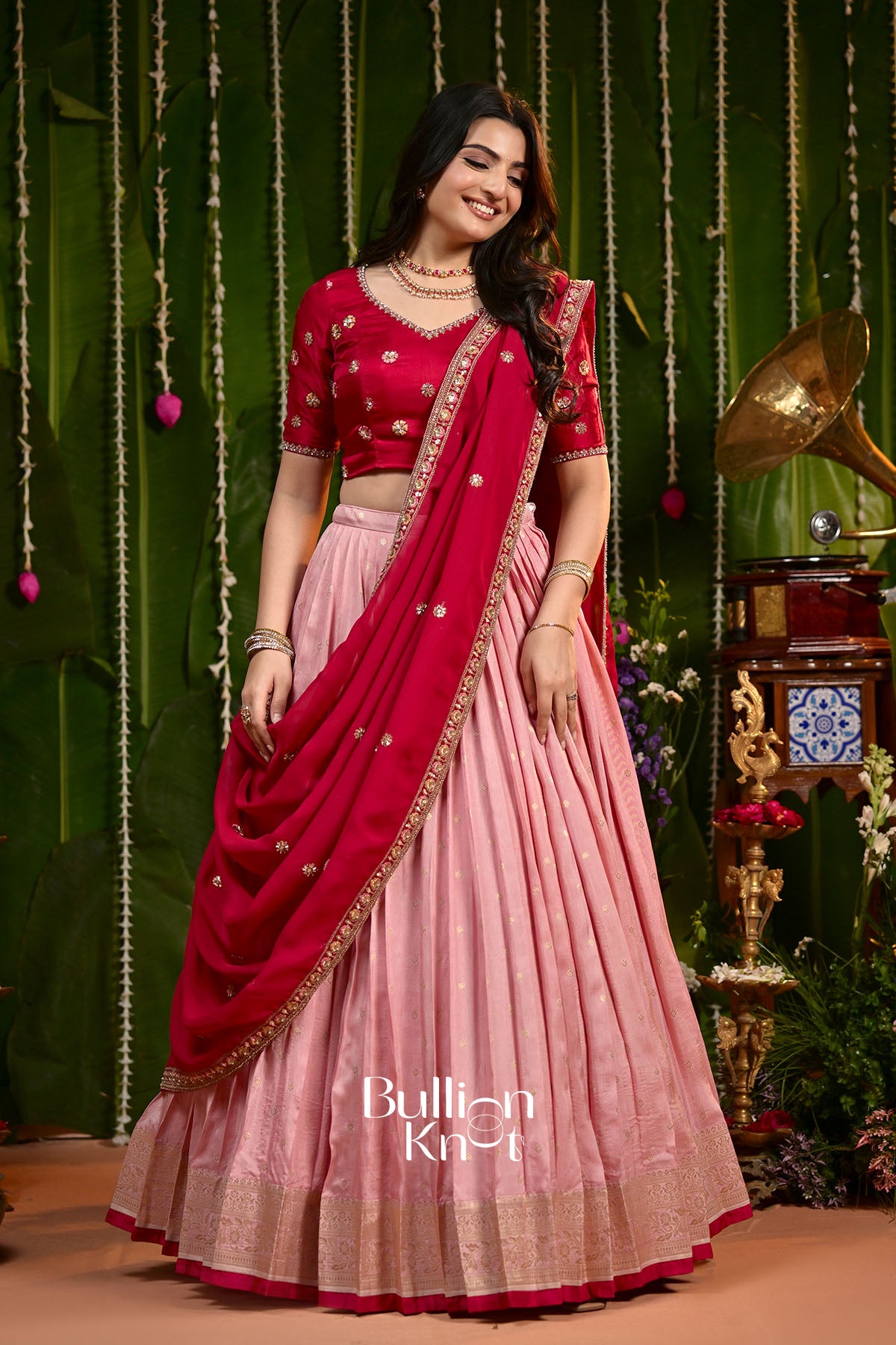 Laxmi Red Russian SIlk Lehenga Set