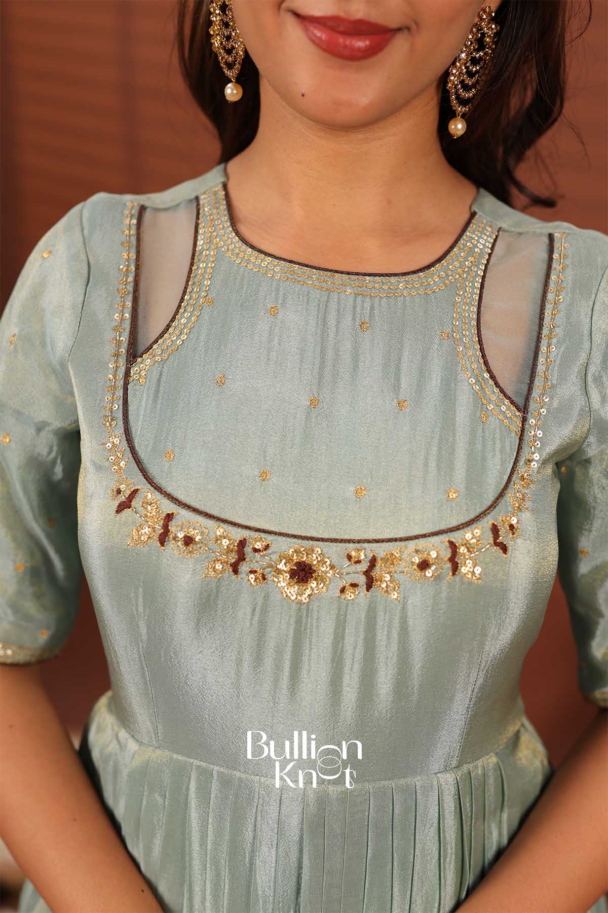 Auralika | Natural Crep Aqua Brown Shaded Gown