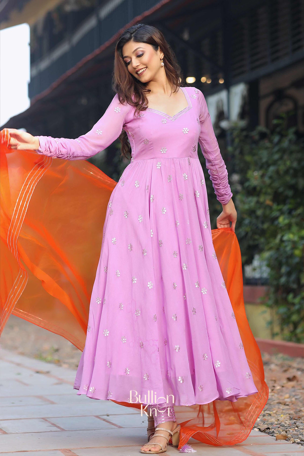 Buy Aurora Lilac Anarkali Long Dress online from Bullionknot