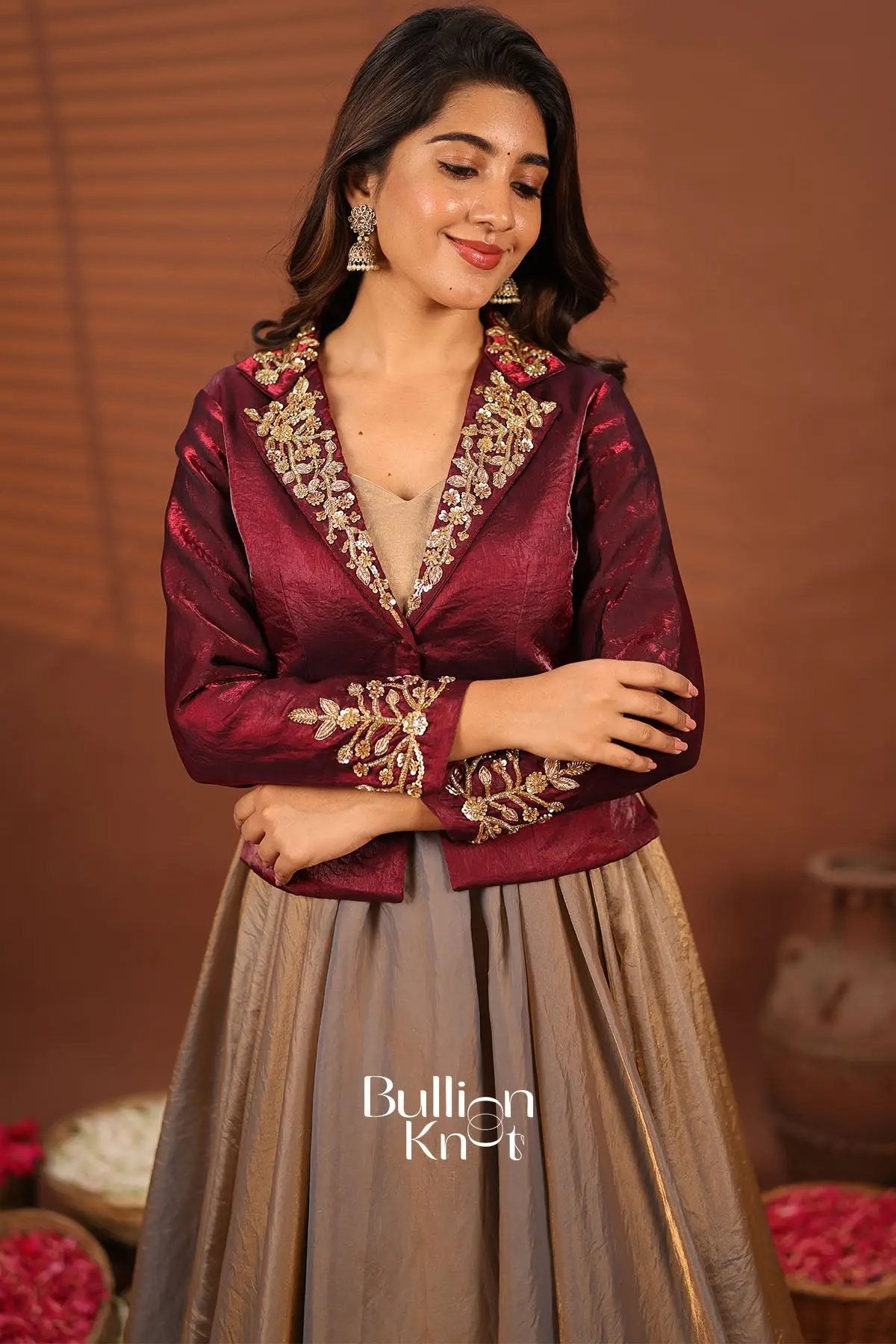 sachin and babi light blue dress Petite Open Front Embroidered Jacket