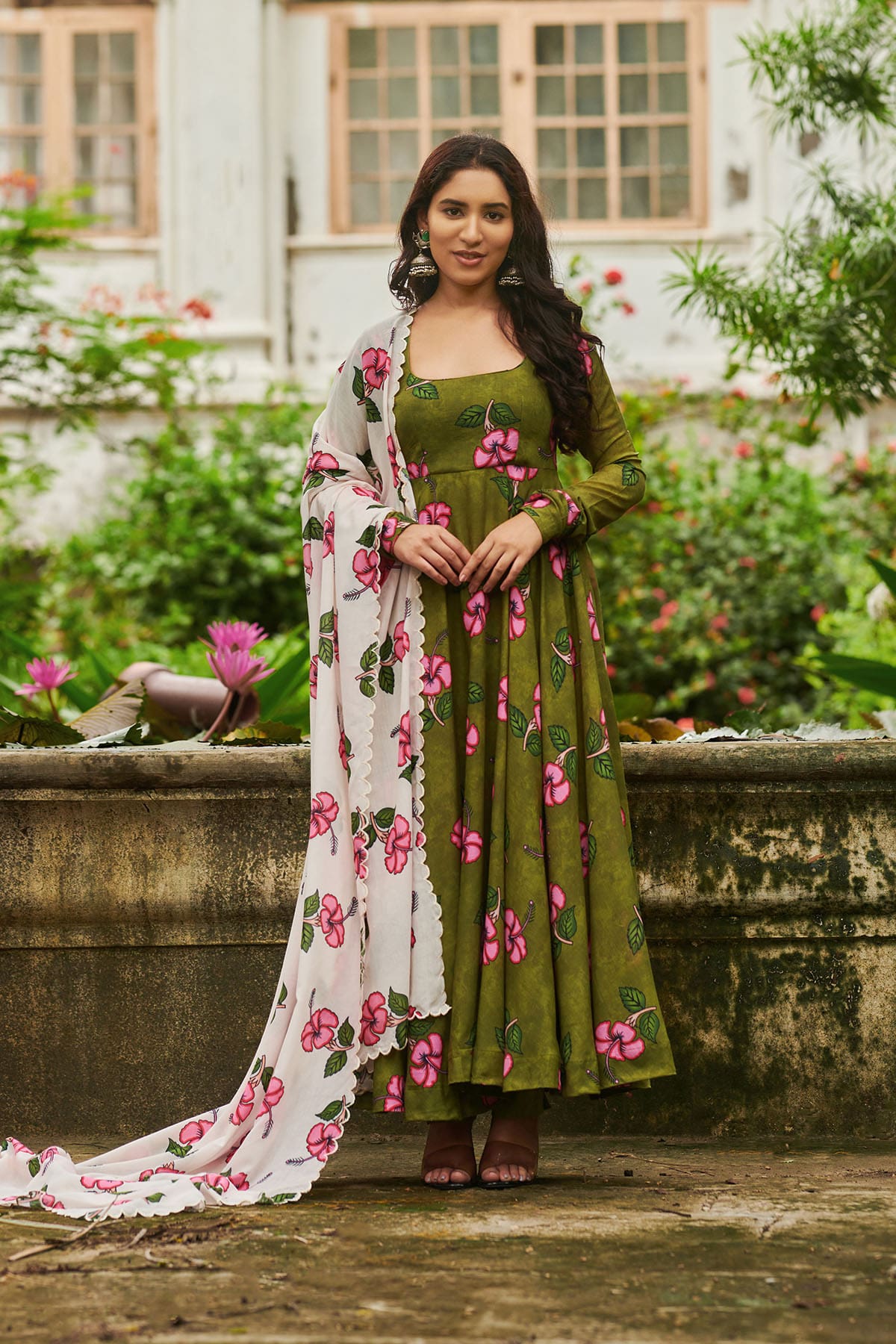 Mehandi Flower Kalamkari Dress