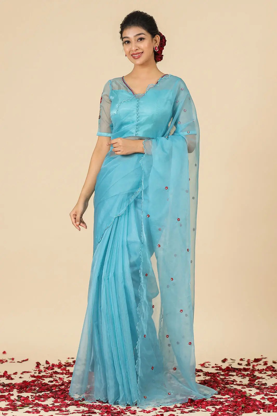 Blue Moon Organza Saree - Bullionknot