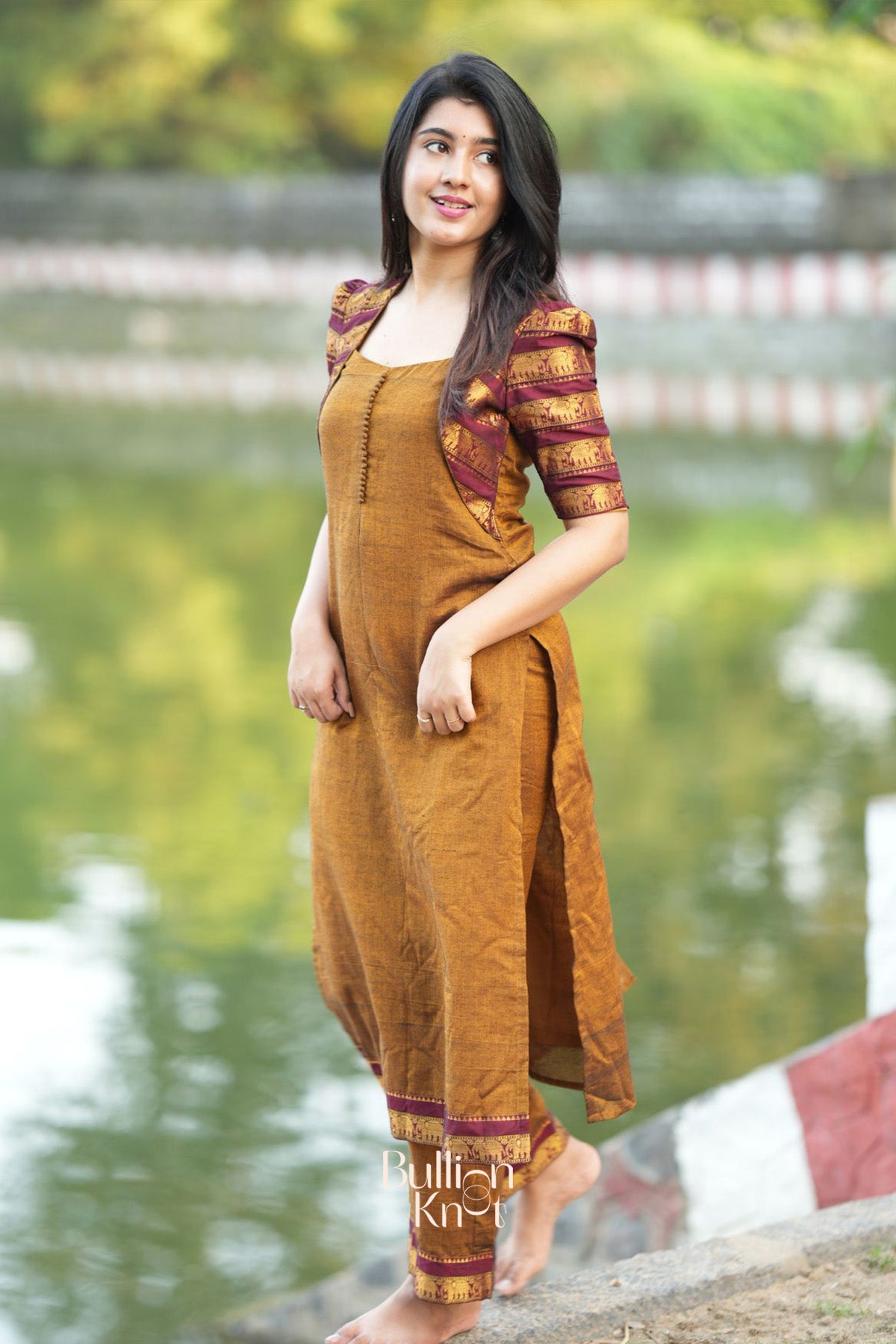 Barkha Kurta Set in Ochre Yellow
