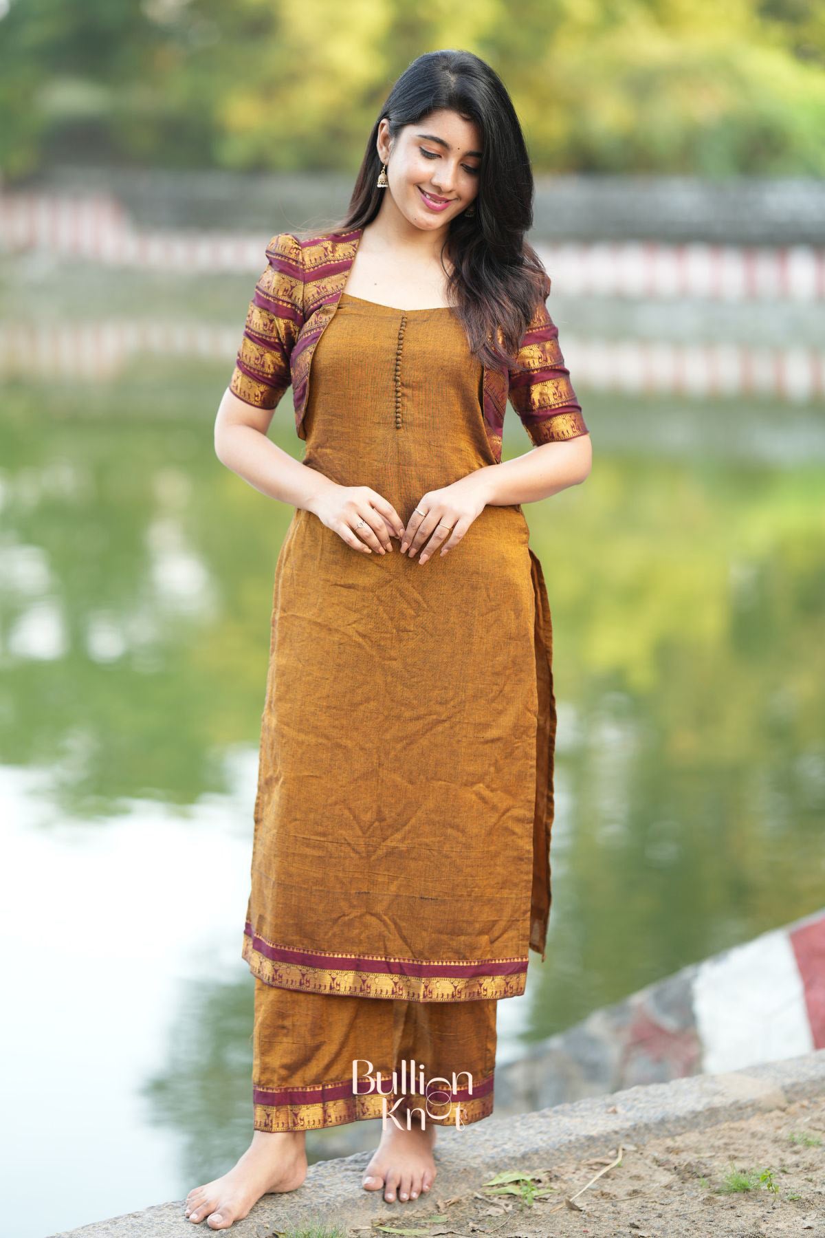 Barkha Kurta Set in Ochre Yellow
