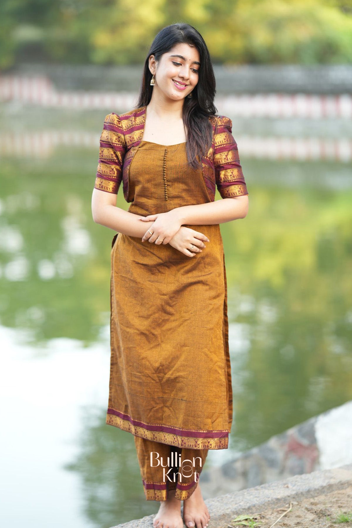 Barkha Kurta Set in Ochre Yellow