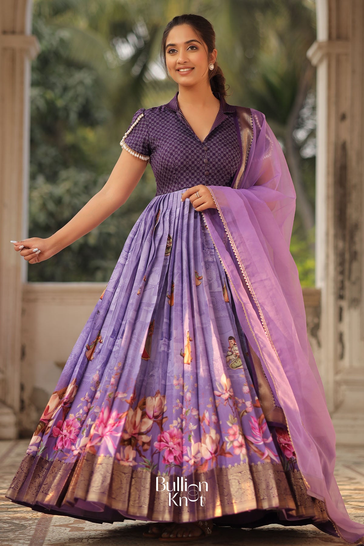 Begani Floral Silk (Dress) in Lavender