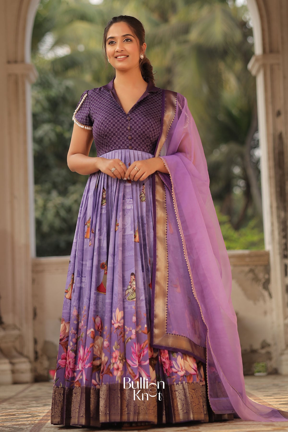 Begani Floral Silk (Dress) in Lavender