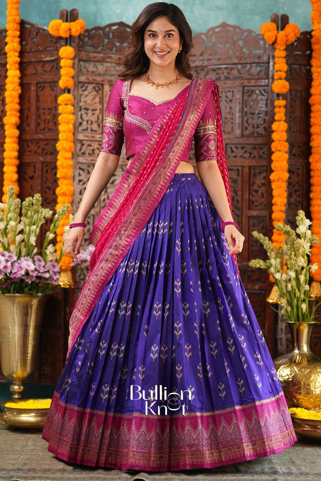 Bhargavi | Blue Crep Lehenga Set for Elegant Celebrations