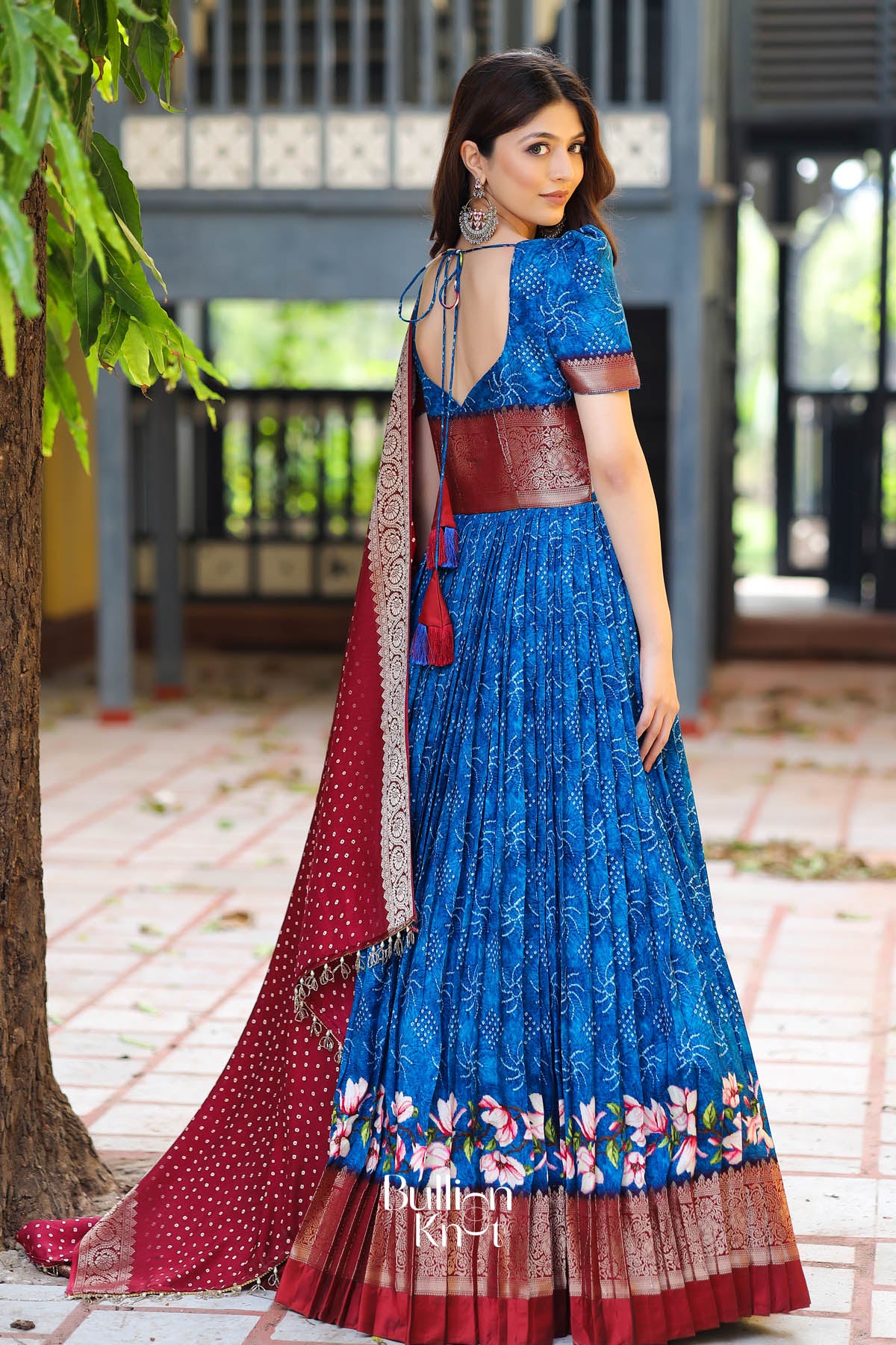 Bit of Blue Bandhej Anarkali Dress