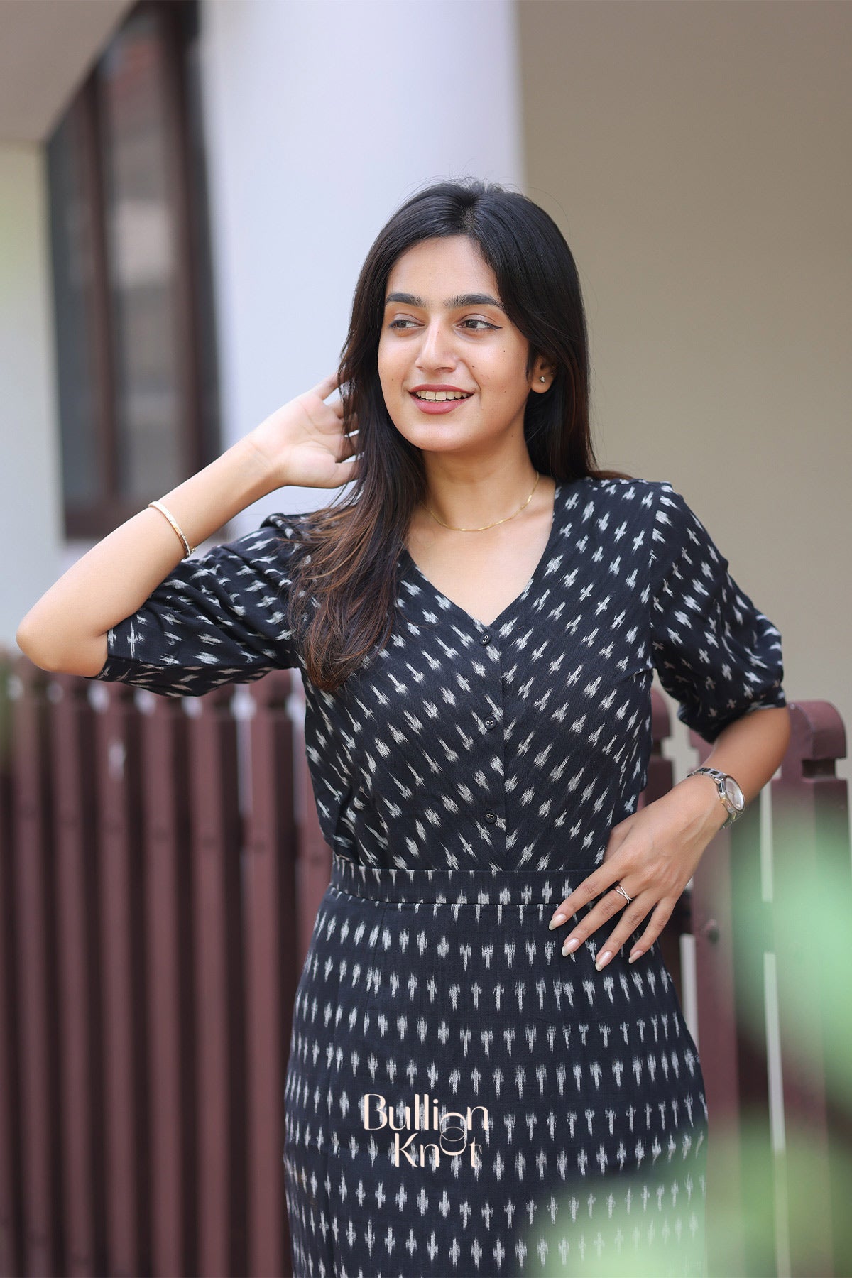 Boho Ikkat Co-ord Set in Black
