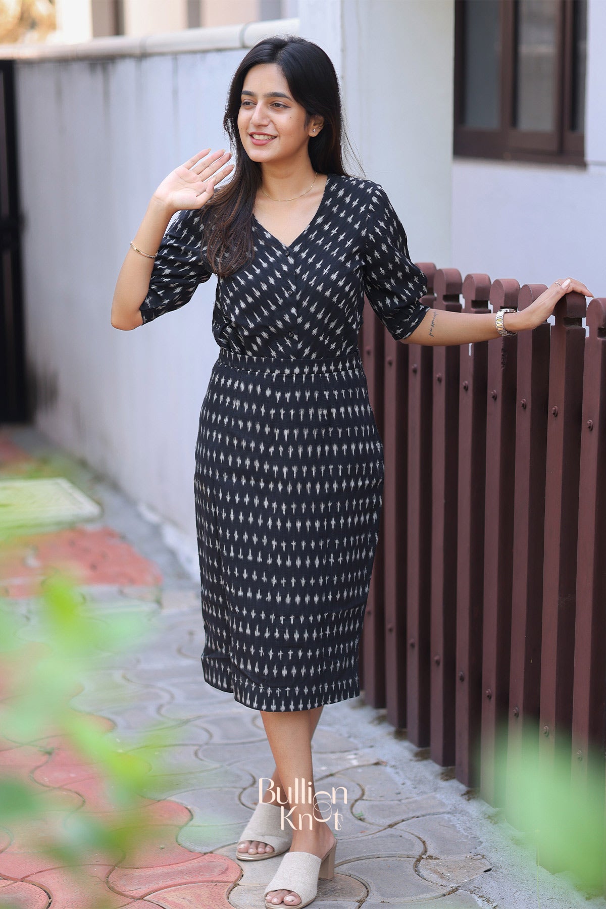 Boho Ikkat Co-ord Set in Black