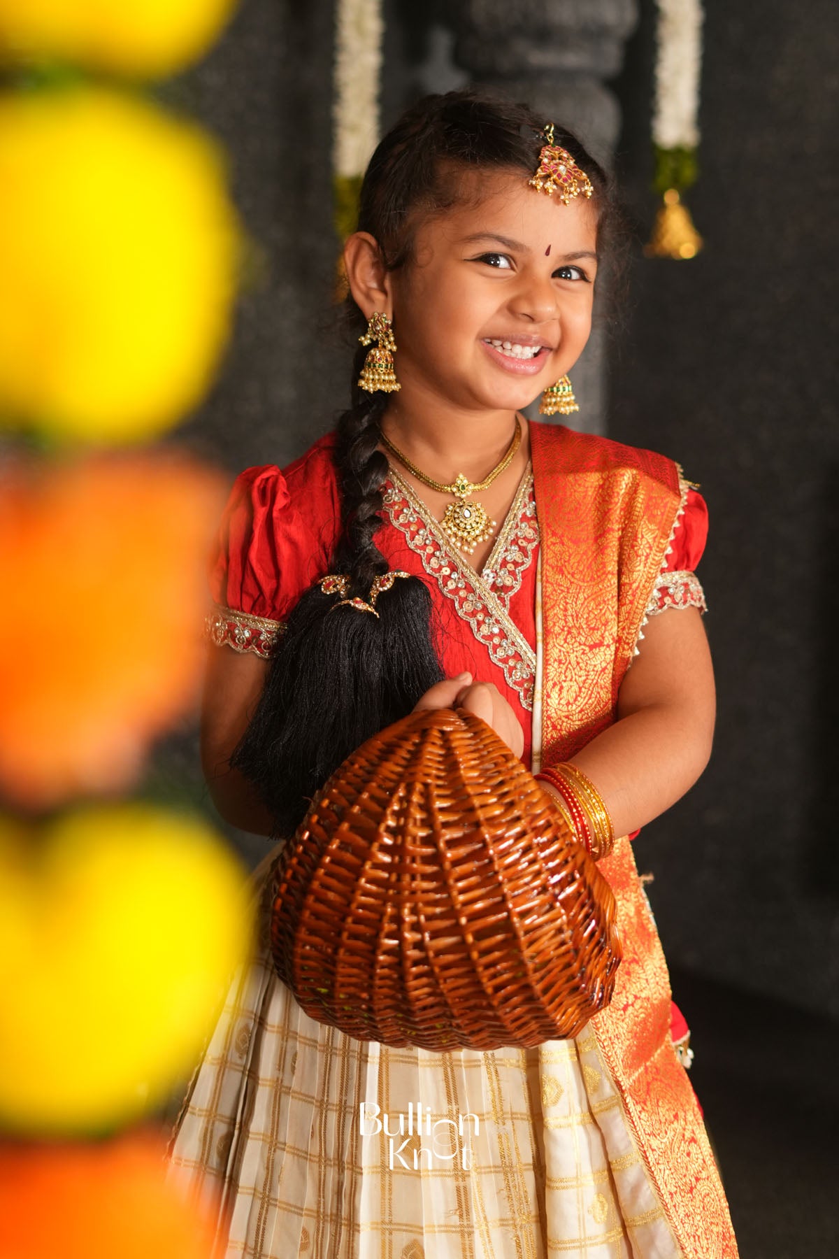 Baby Brindadevi Lehenga Set in Red