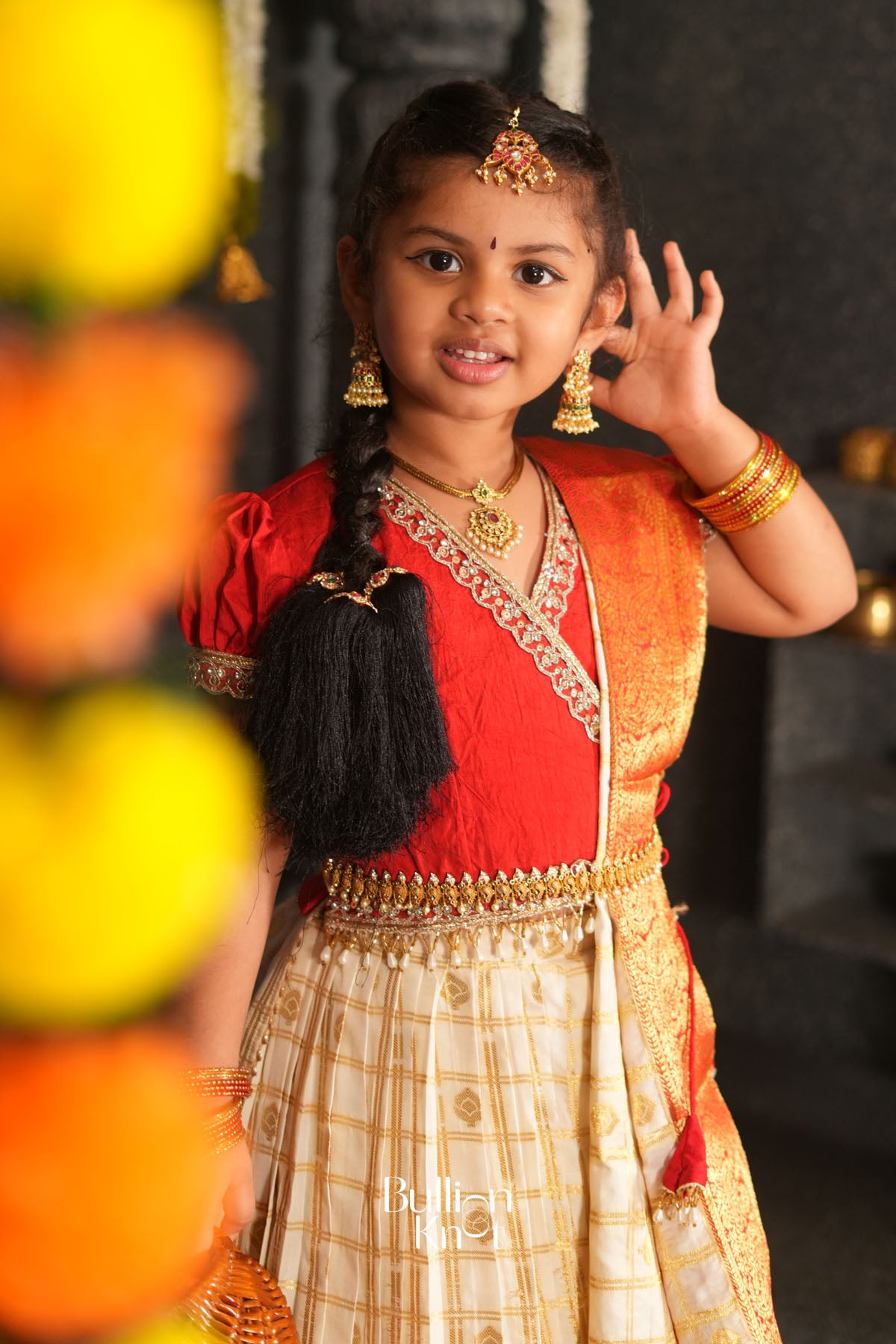 Baby Brindadevi Lehenga Set in Red