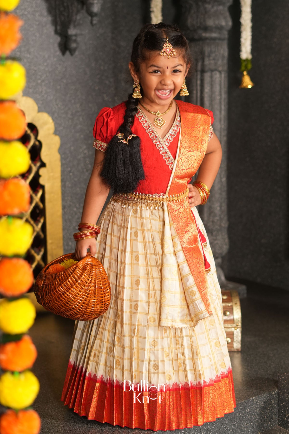 Baby Brindadevi Lehenga Set in Red