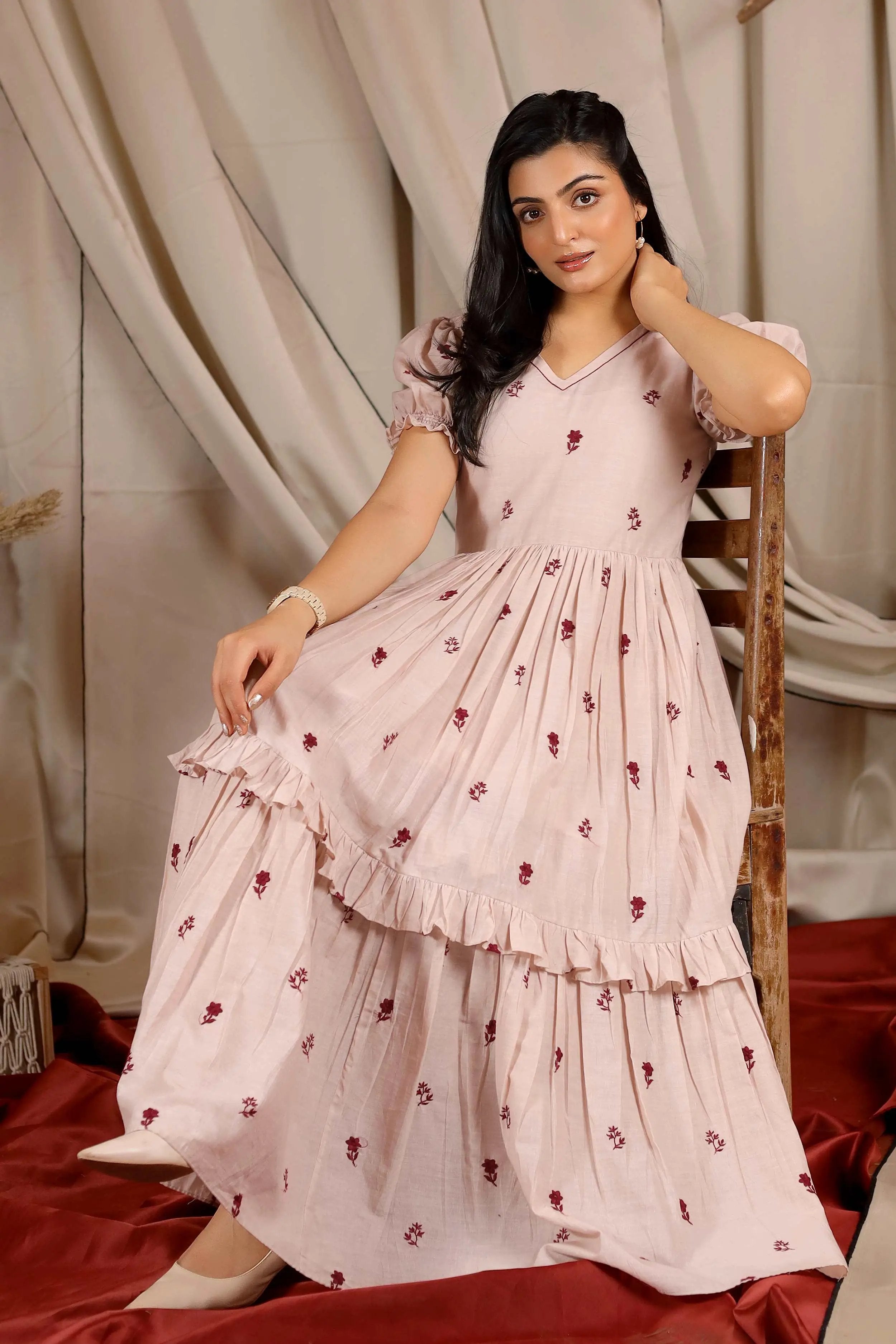 peach midi dress - Bullionknot