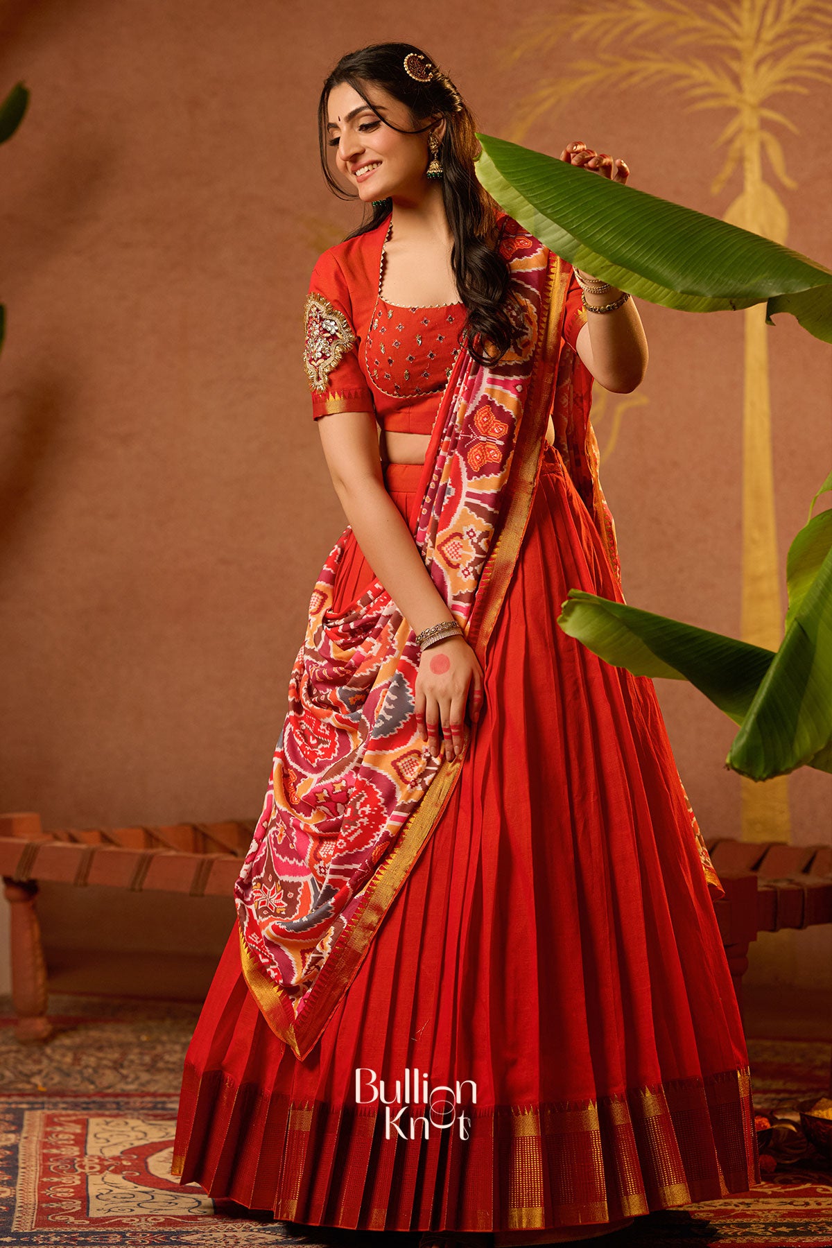 Nakshatra Half Saree in Orange