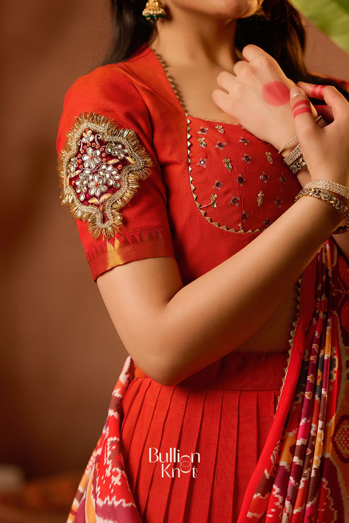Nakshatra Half Saree in Orange