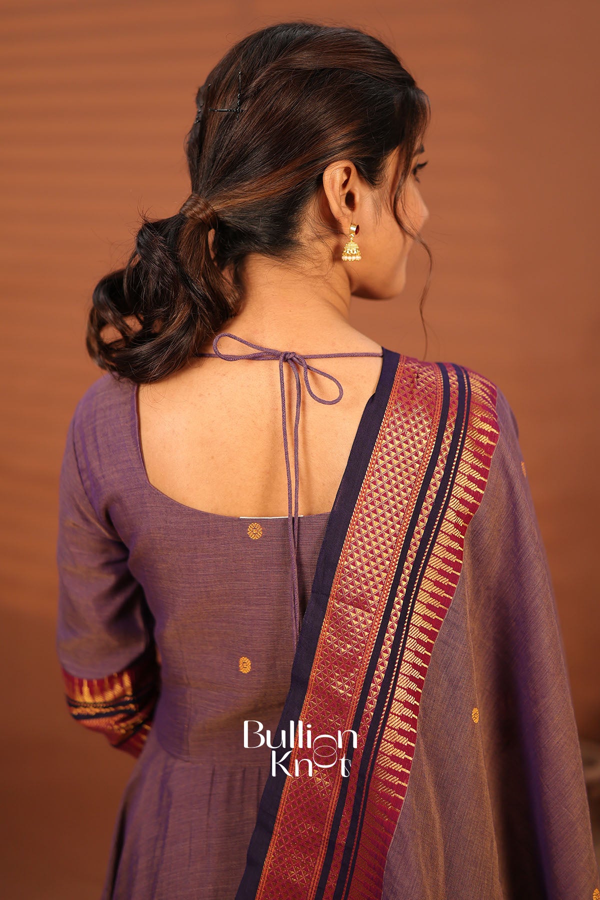 Chakravarti Dusty Purple Handloom Anarkali Set