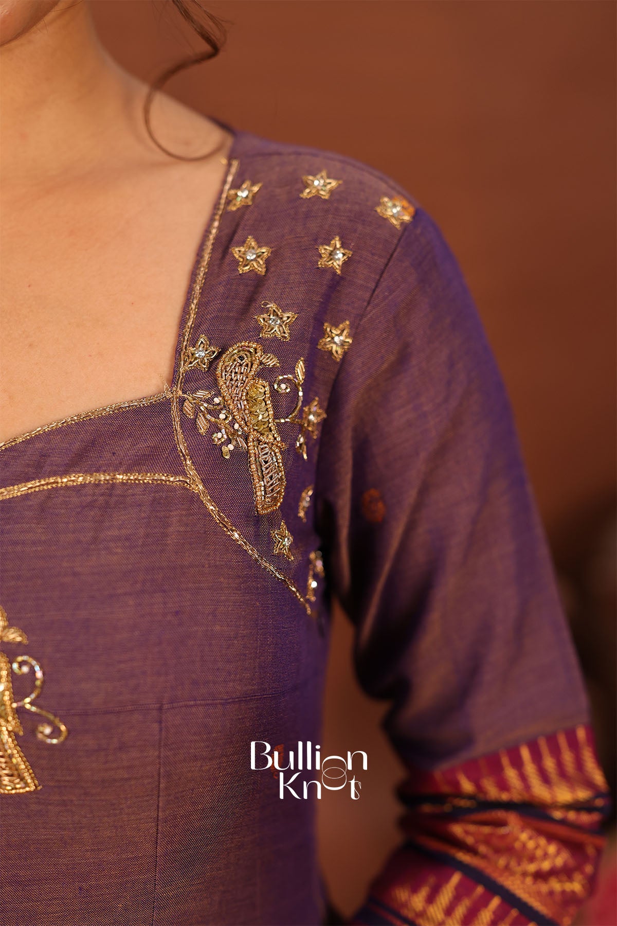Chakravarti Dusty Purple Handloom Anarkali Set
