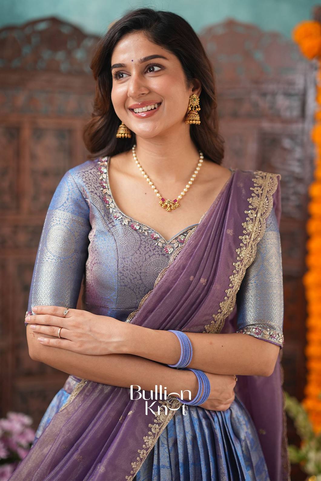 Chestha Tissue Zari Purple Lehenga Set for Ethnic Wear