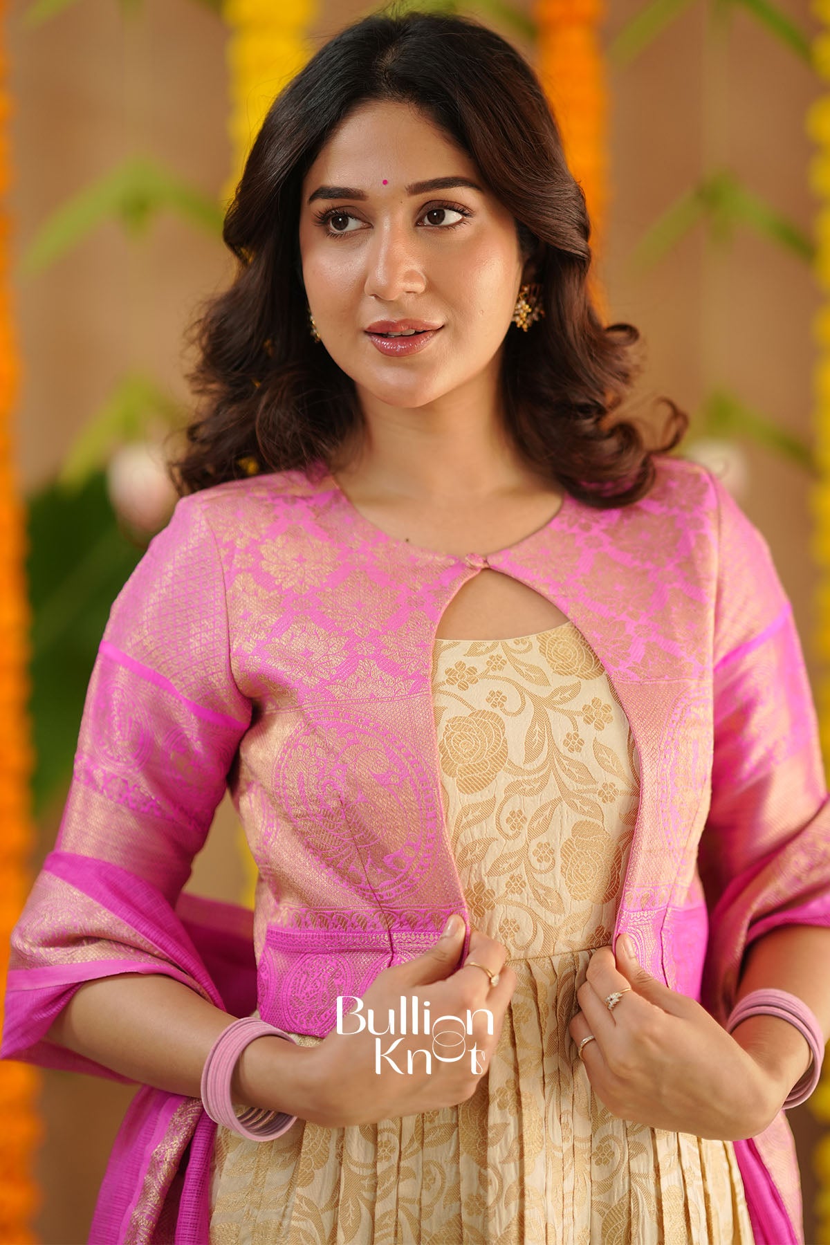 Mithila Kota Zari Pattu Jacket (Dress) in Cream