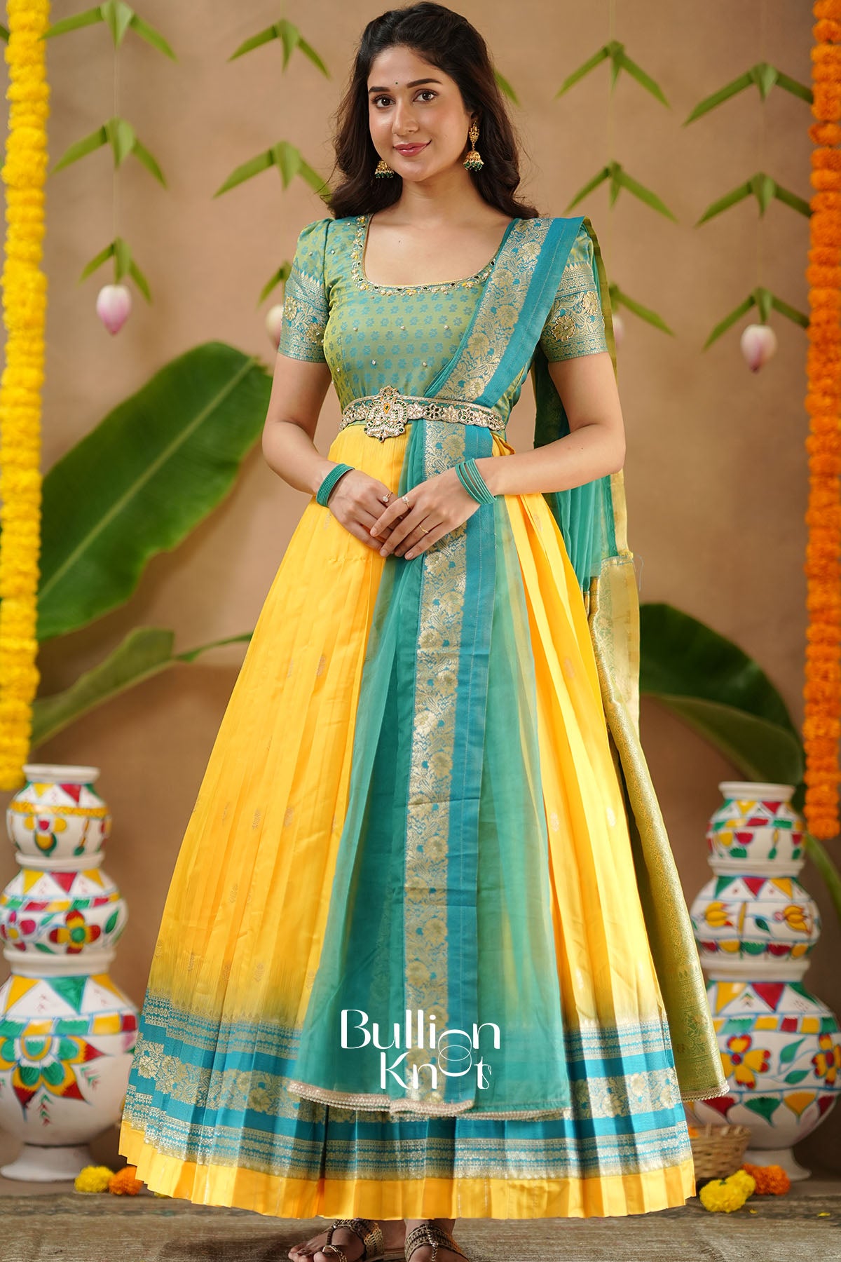 Yogita Banarasi Silk Pattu (Dress) in Yellow