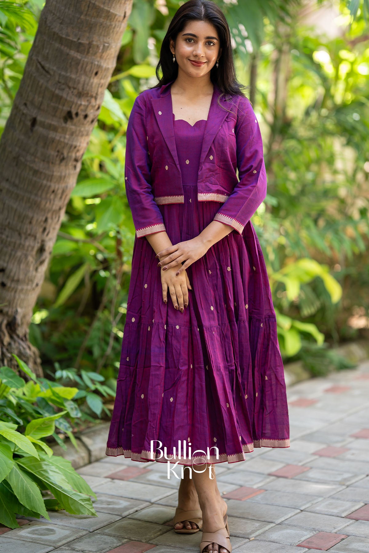 Ridhima Handloom Midi(Dress) in Magenta