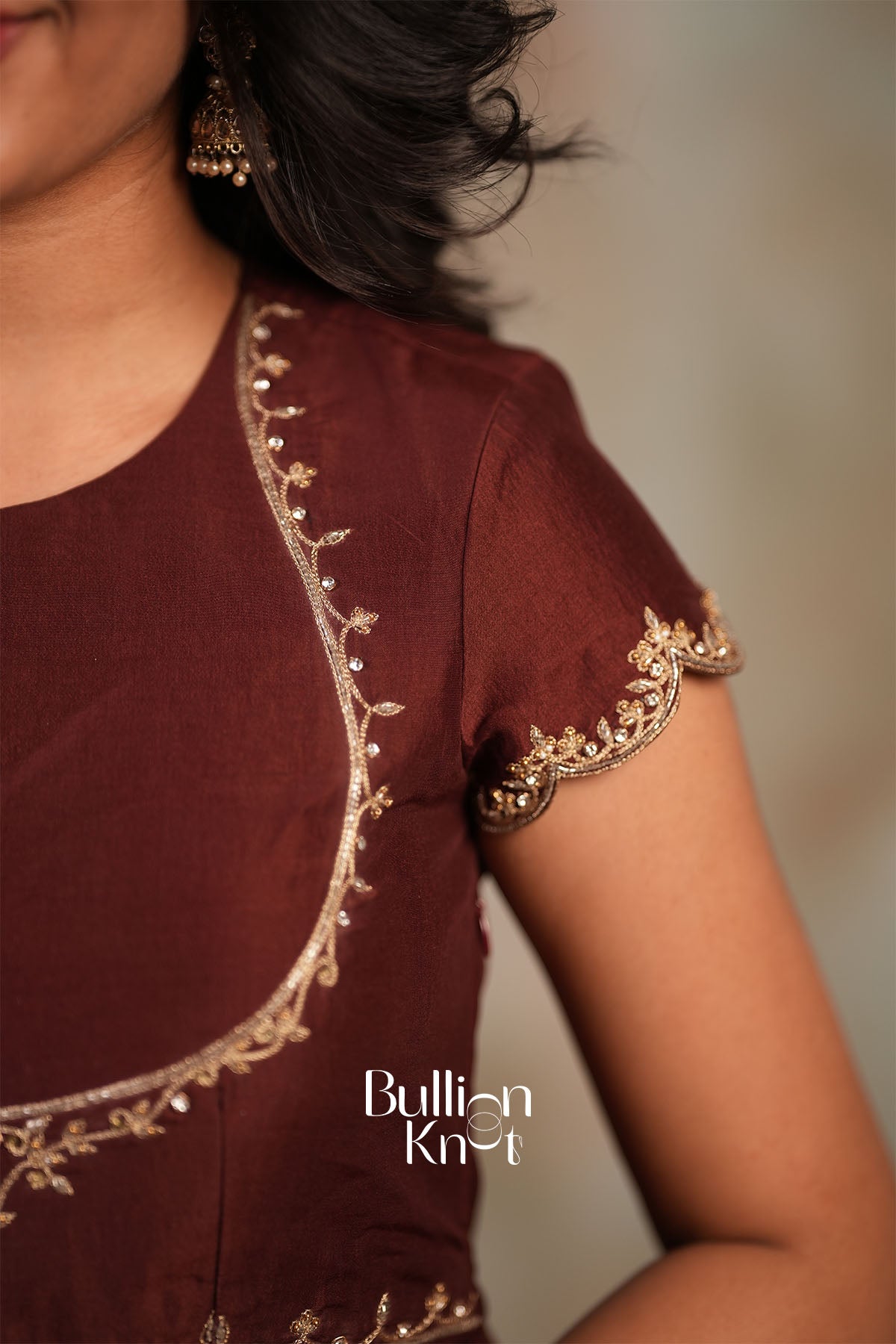 Padmika Chanderi Silk Anarkali Dress in Mocha Brown