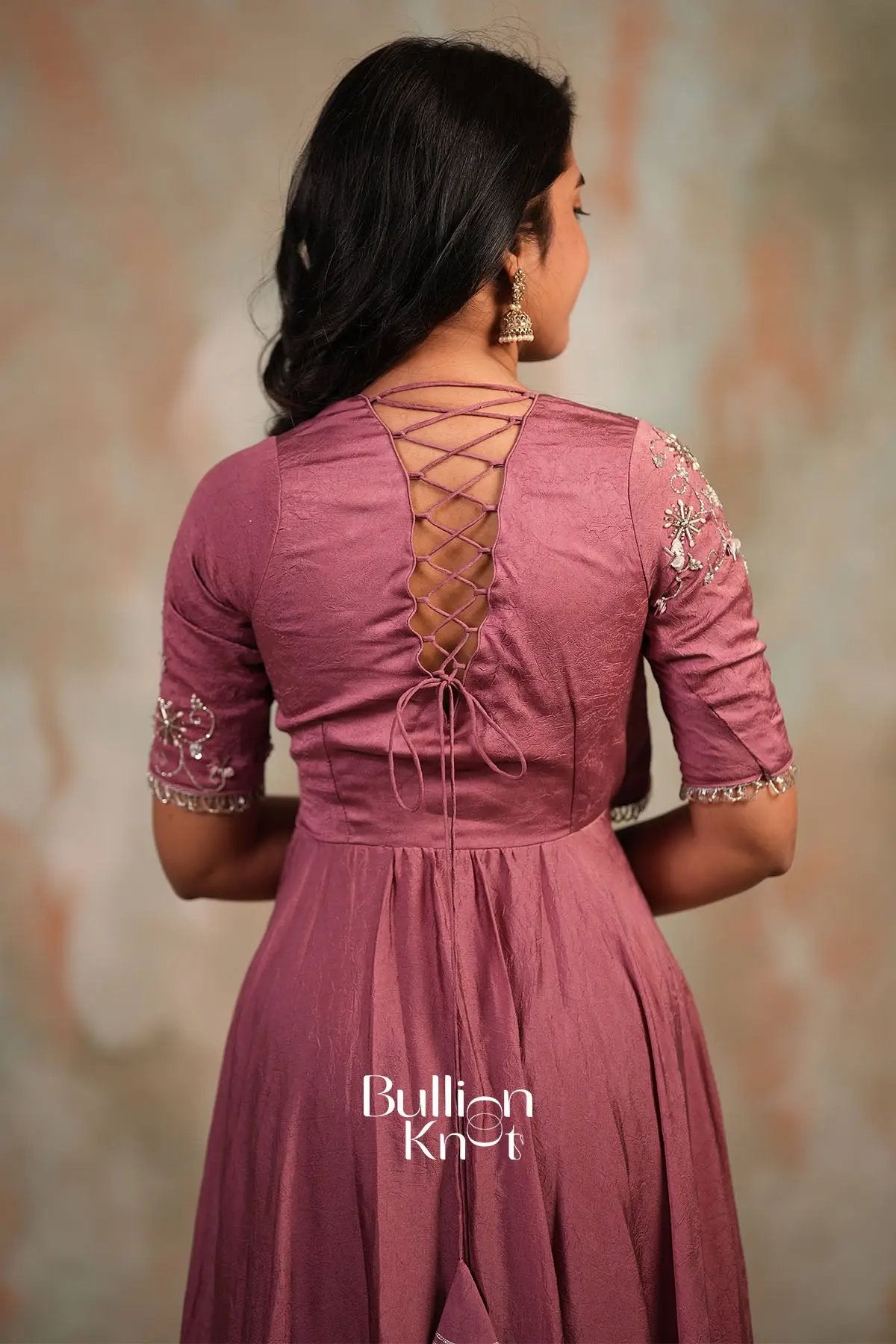 Taarika Drape Crush silk Dress in Pink