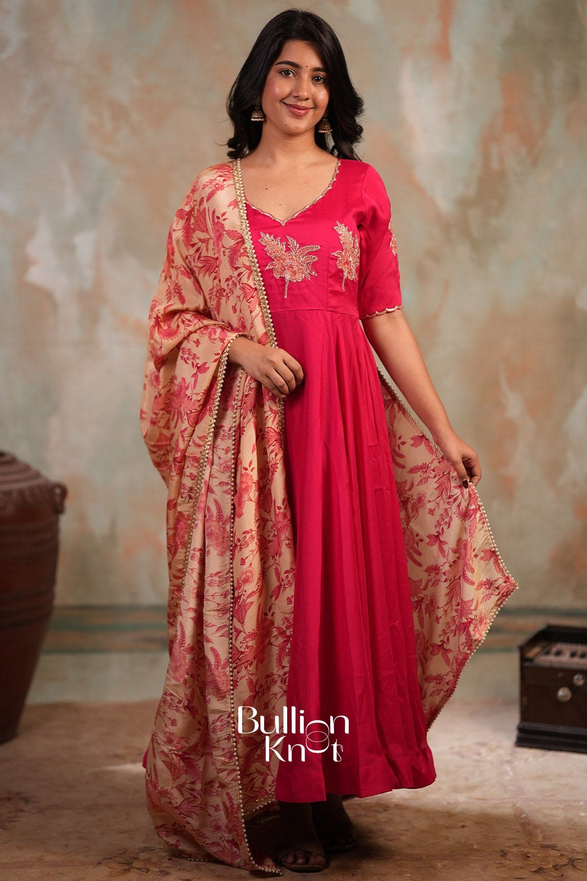 Palash Rangoli Silk Anarkali Dress - Fully Stitched Pink