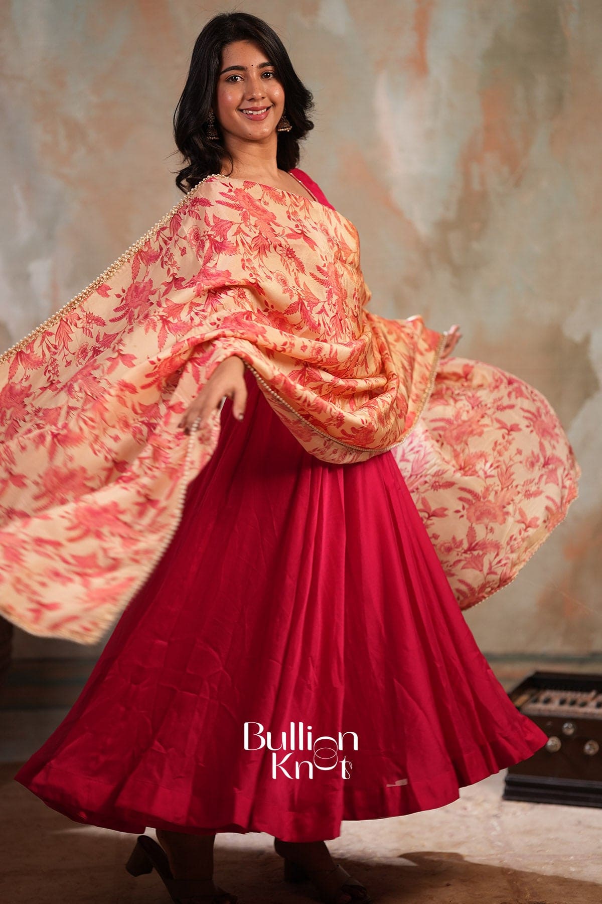 Palash Rangoli Silk Anarkali Dress - Fully Stitched Pink