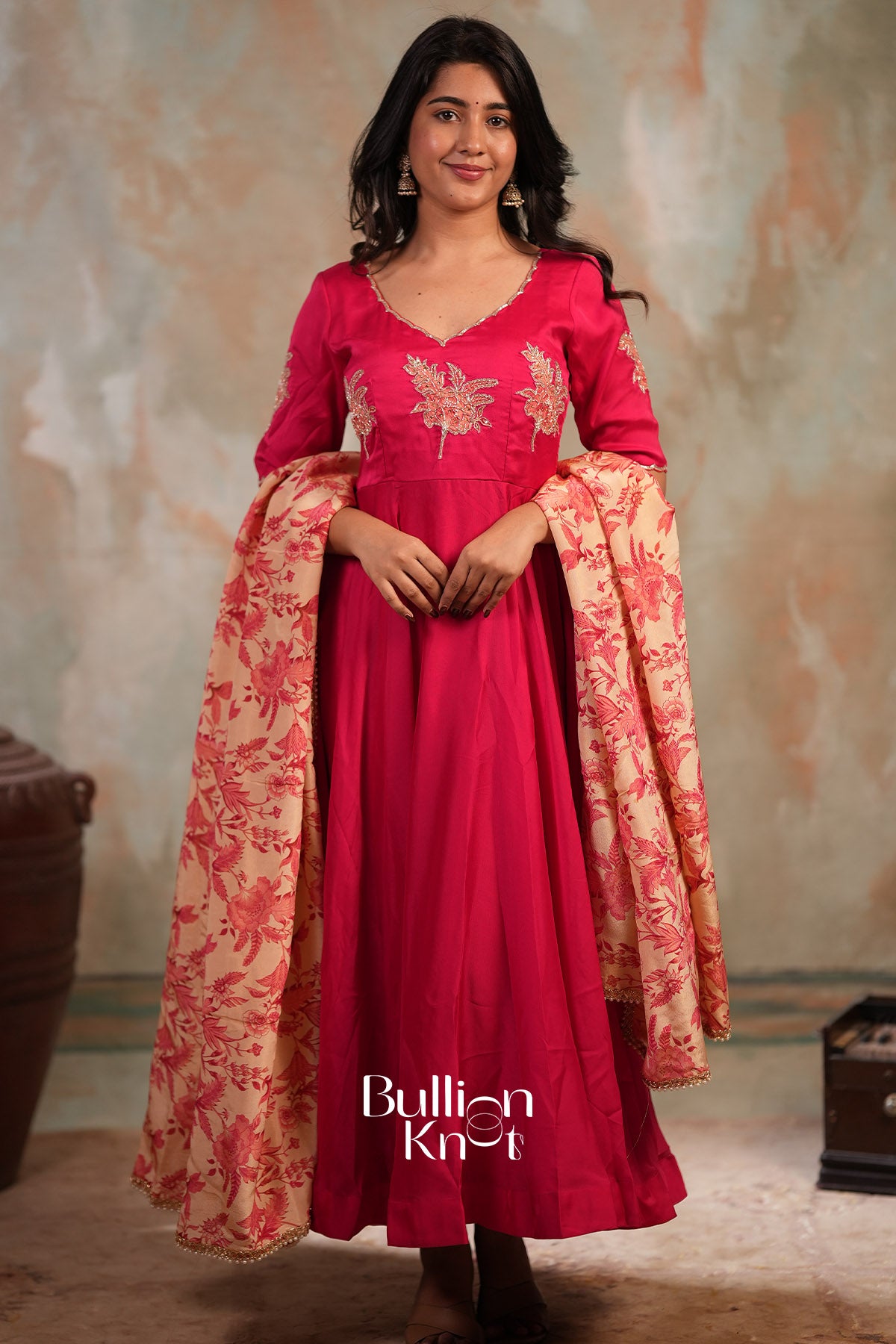 Palash Rangoli Silk Fully Stitched Anarkali Dress In Pink