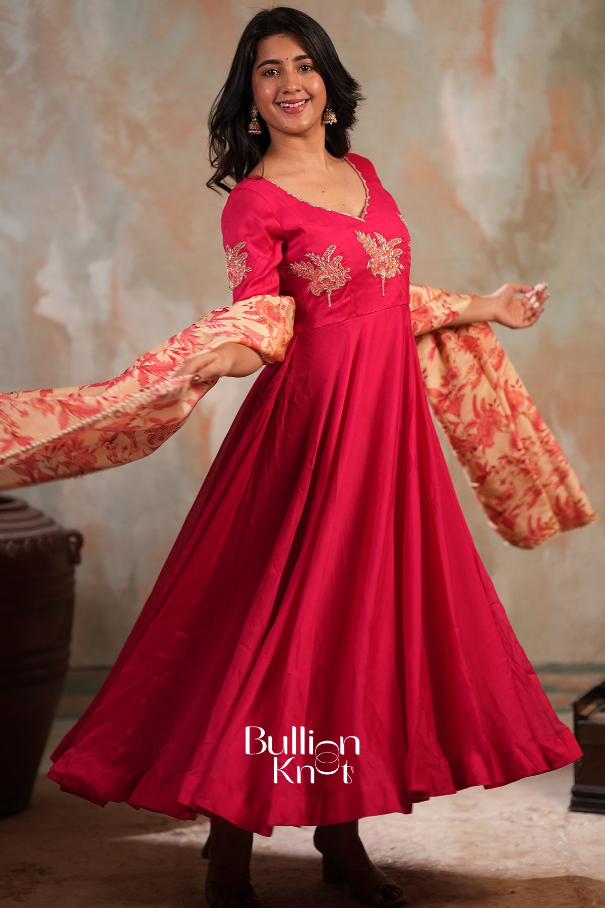 Palash Rangoli Silk Fully Stitched Anarkali Dress In Pink