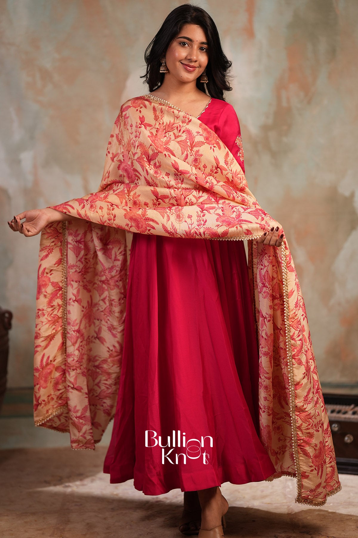 Palash Rangoli Silk Fully Stitched Anarkali Dress In Pink