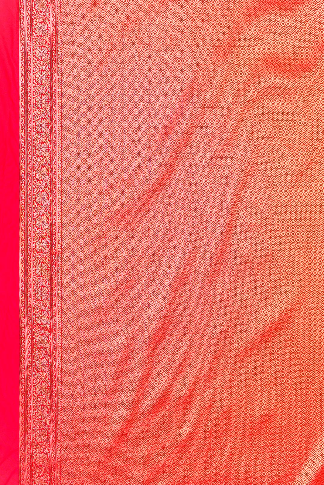 Kanchipuram Silk Brocade Pastel Pink And Red Saree