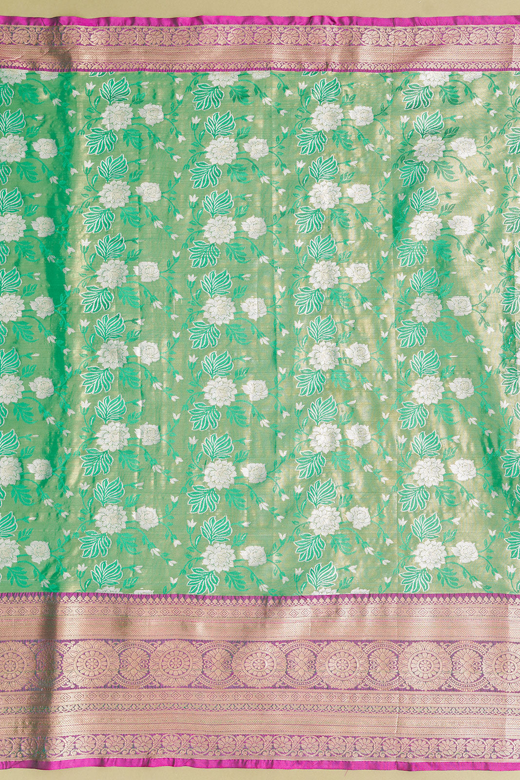 Banarasi Soft Silk Brocade Parrot Green Saree