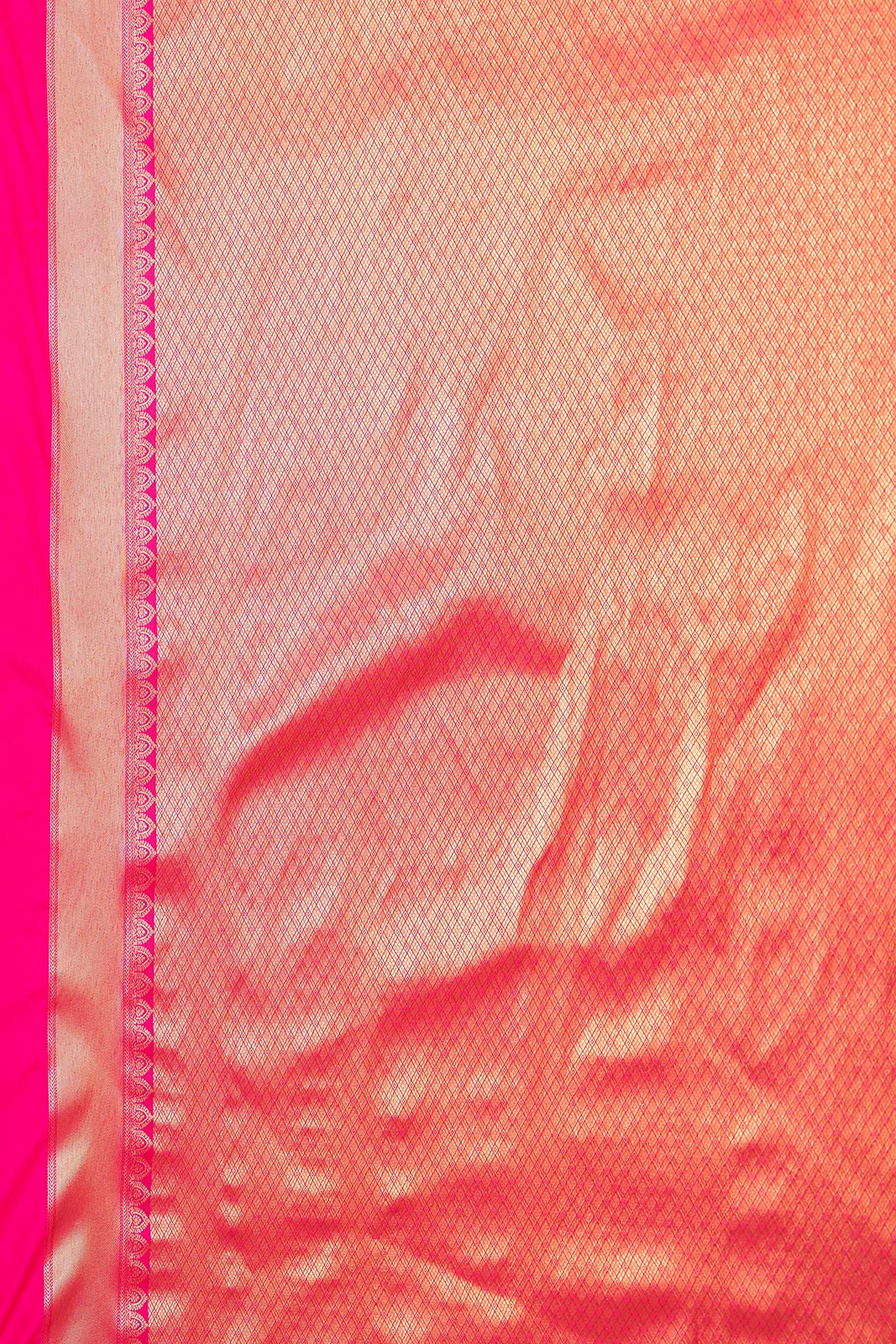 Kanchipuram Tissue Pink and Jade Green Jaal Saree
