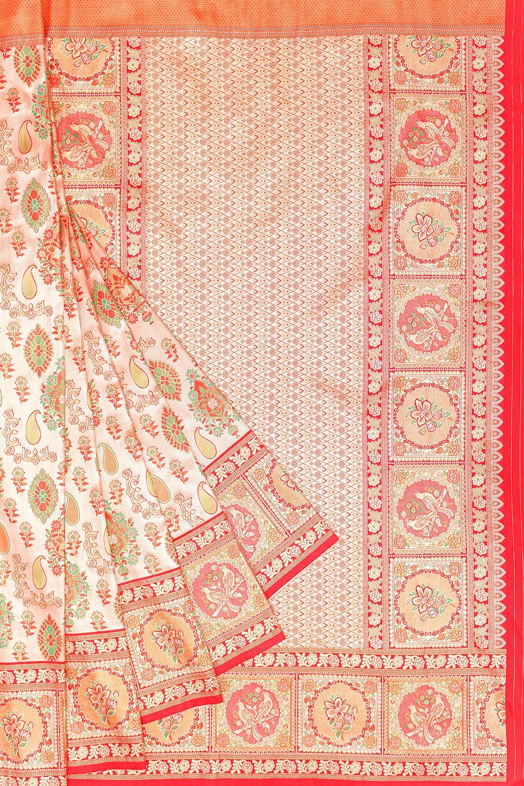 Kanchipuram Silk Tissue Brocade Red Saree