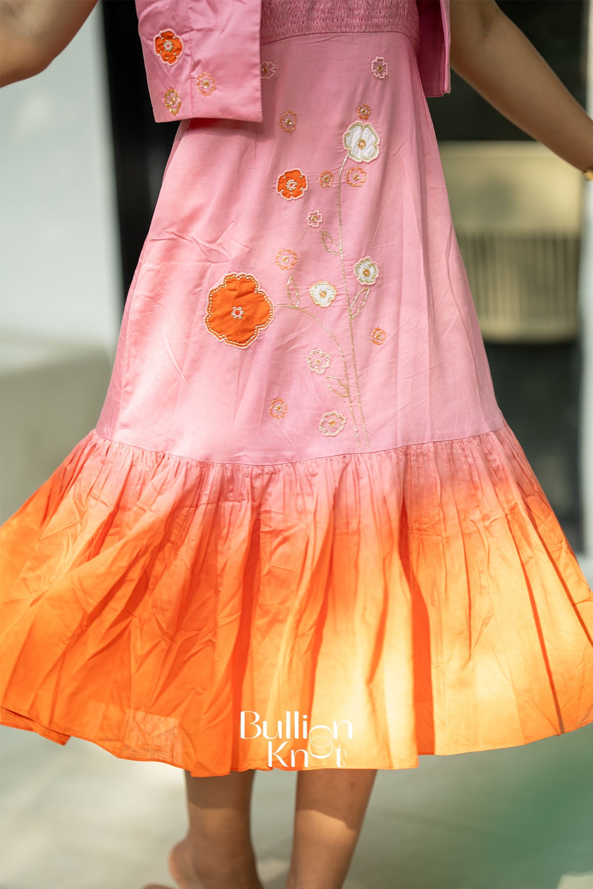 Daisy Pink Chanderi Jacket Midi Dress for women – elegant handwoven festive wear