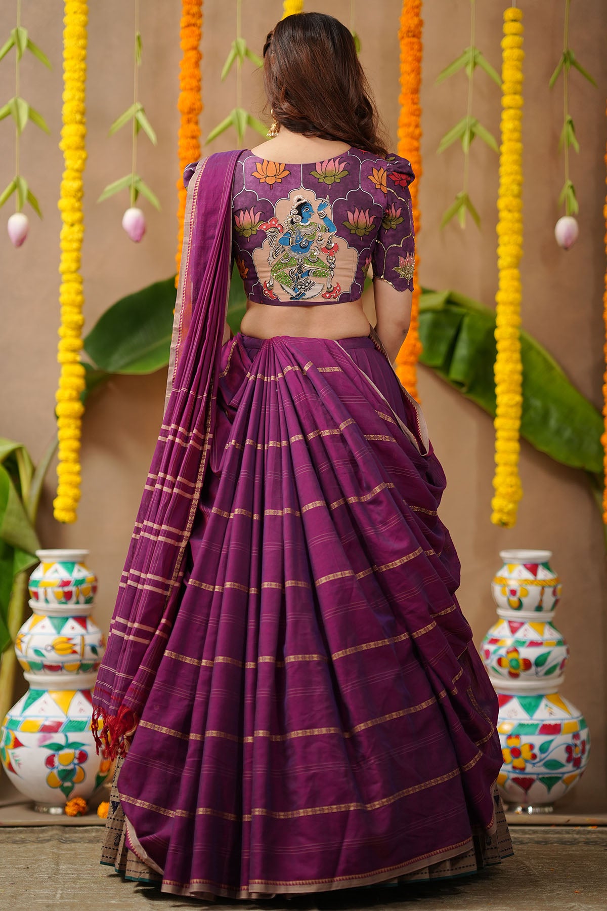 kamalpadma 2-In-1 Half Saree In Plum Purple