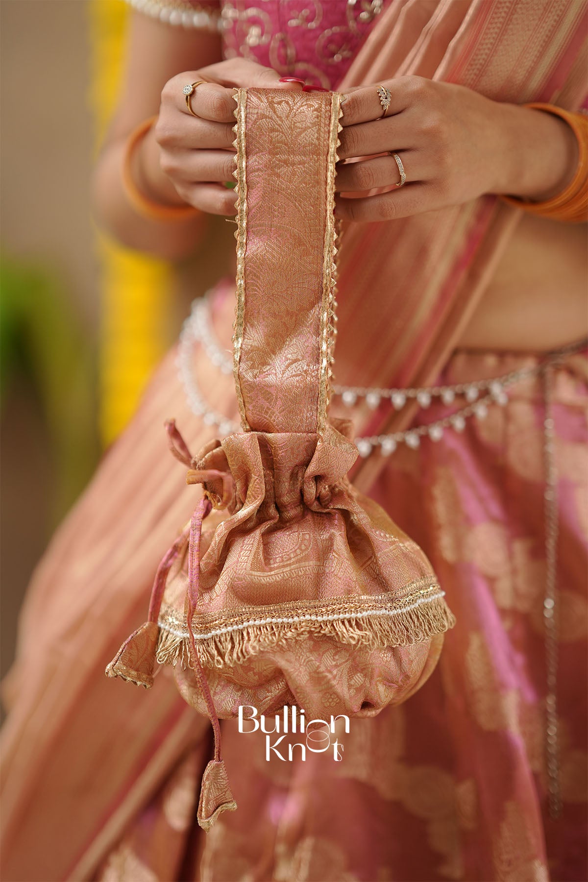 Pratiksha 2-In-1 Tissue Zari Lehenga Set In Peach Gold