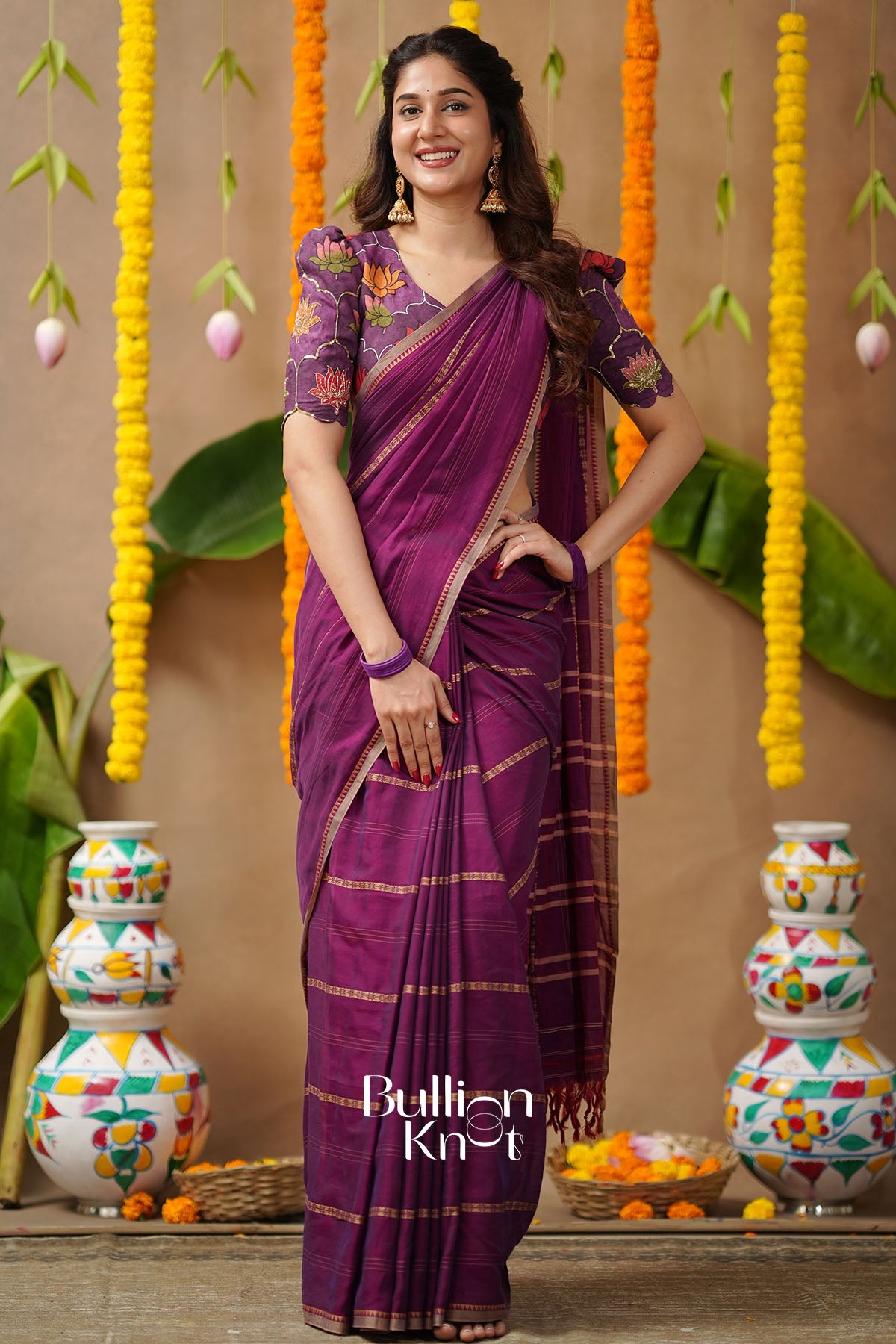 kamalpadma 2-In-1 Half Saree In Plum Purple