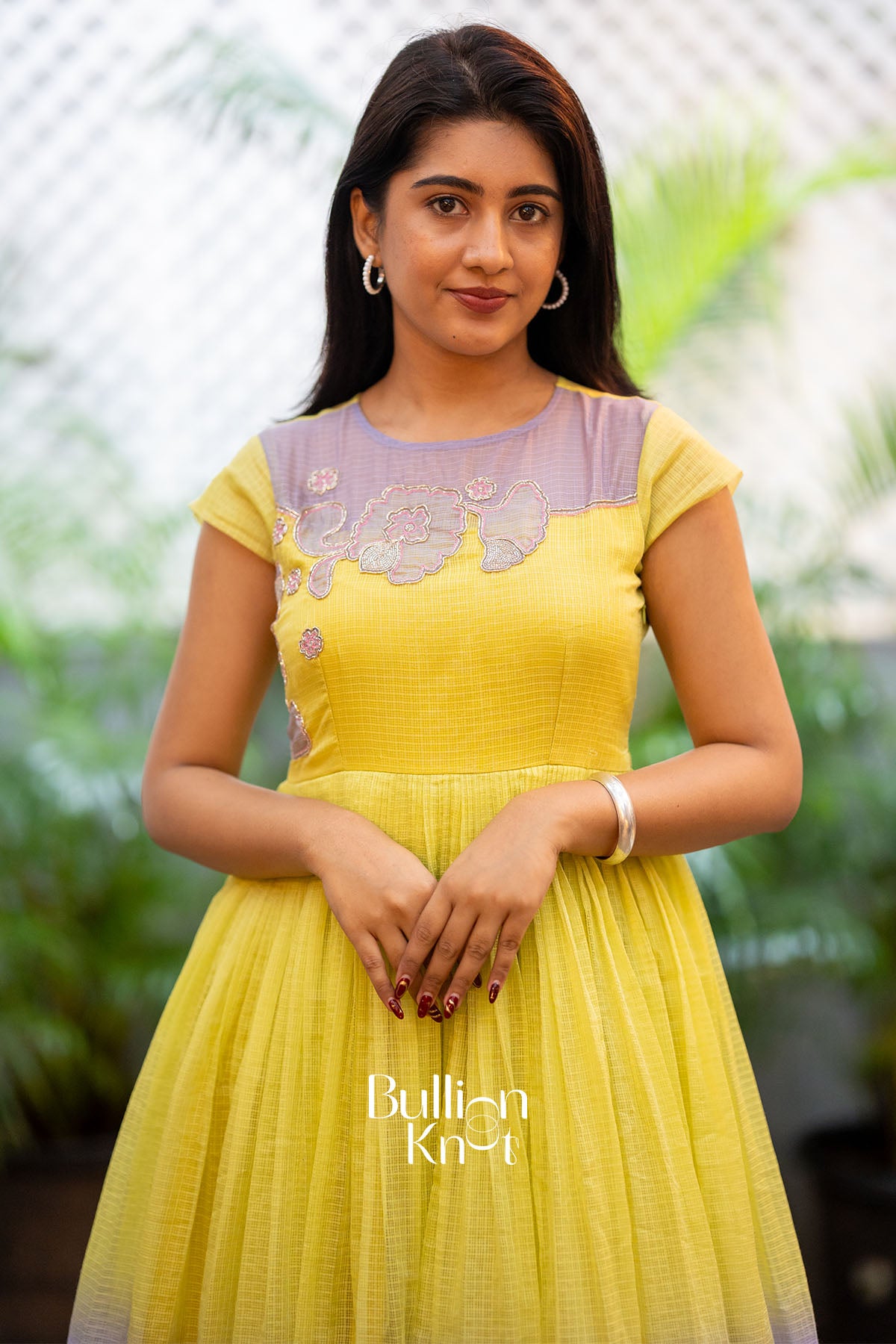 Aarzoo Kota Yellow Handwork Midi Dress