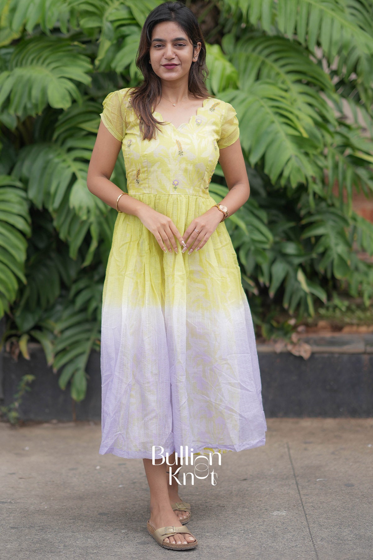 Vasant Vibe Yellow Kota Dress for Elegant Styles